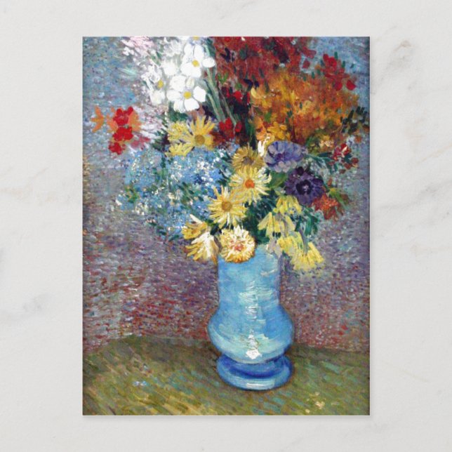 ?sszefoglal? Description Flowers in a blue vase ow Postcard (Front)
