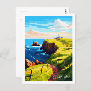 St. Abbs Head Scotland vintage travel illustration Postcard