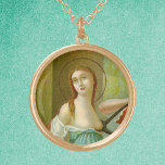 St. Agatha (M 003) Gold Plated Necklace<br><div class="desc">Detail of an antique chromolithograph published between 1895 and 1907 by A. & M. B. of a painting The Martyrdom of St. Agatha, Virgin (Martirio di Sant'Agata) by Filippo Paladini (1590-1614) in the Cathedral of St. Agatha (Cattedrale di Sant'Agata or Duomo di Catania), Catania, Italy (from the designer’s private collection...</div>