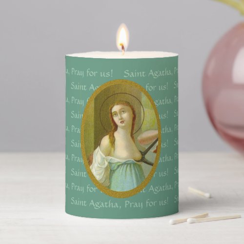 St Agatha of Sicily M 003 3x4 Pillar Candle