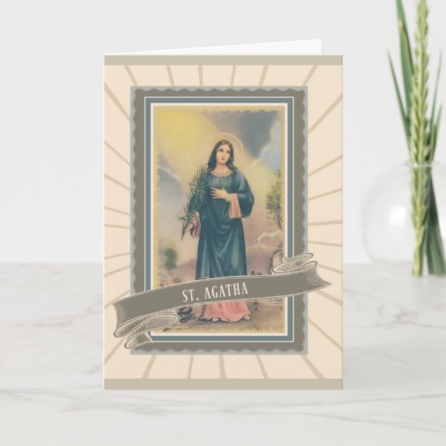 St. Agatha Patron Saint of Bakers Breast Cancer Card (Front)