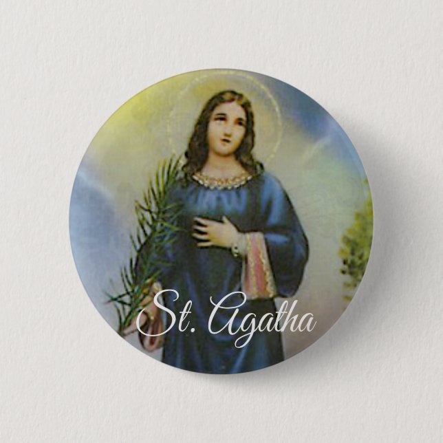 St. Agatha Patron Saint of Breast Cancer Patients Pinback Button (Front)