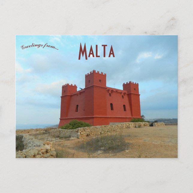 St Agathas Tower The Red Tower Malta Postcard (Front)