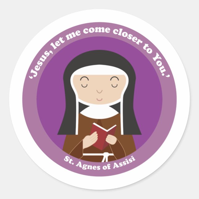 St. Agnes of Assisi Classic Round Sticker (Front)