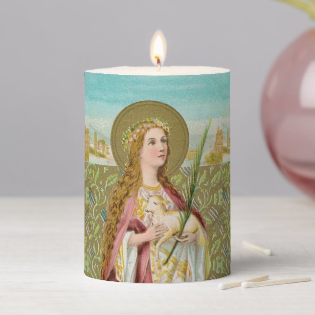St. Agnes of Rome (BC 01) 3"x4" Pillar Candle (In Situ)