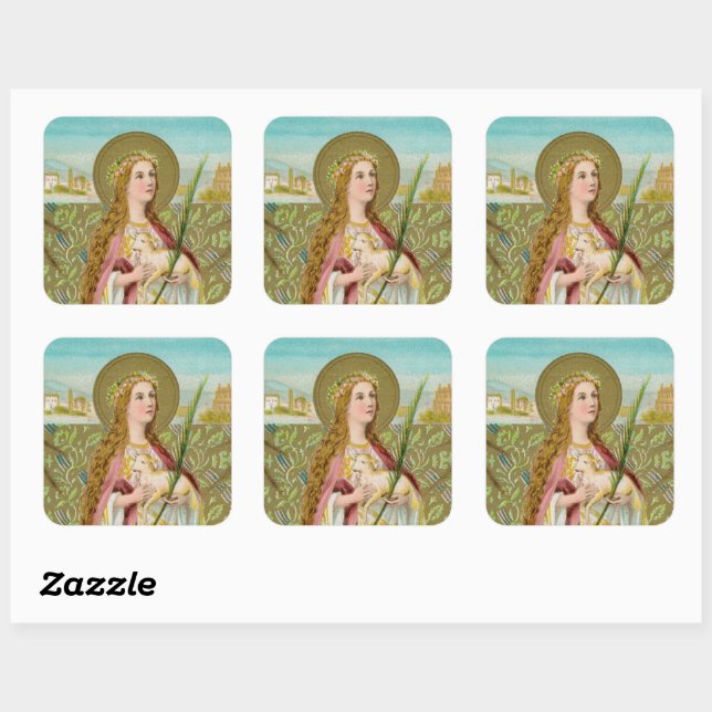 St. Agnes of Rome (BC 01) Square Sticker (Sheet)