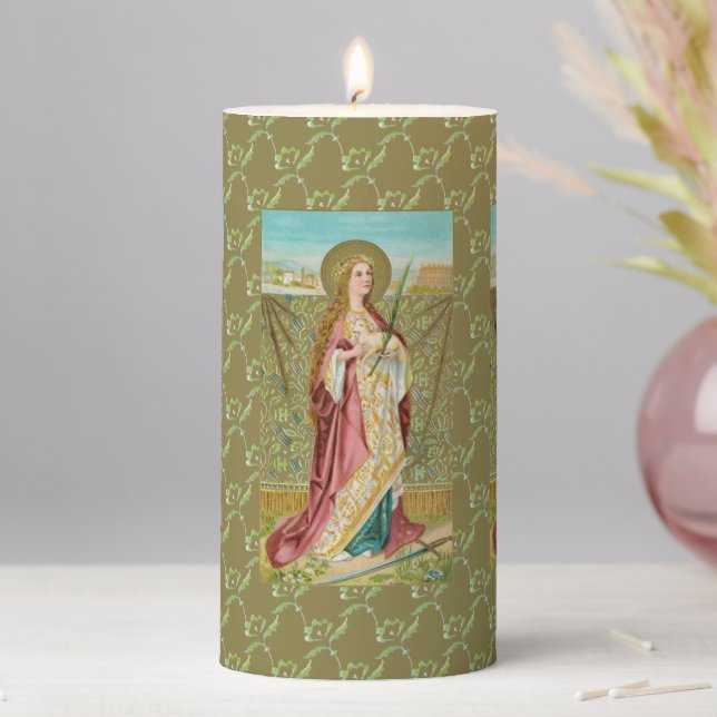 St. Agnes of Rome (BC 01, Style 3) 3"x6" Pillar Candle (In Situ)