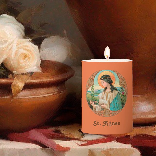 St. Agnes of Rome (BK 006) 3"x4" Pillar Candle (Creator Uploaded)