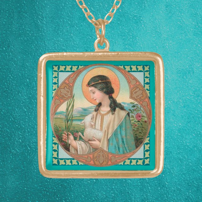 St. Agnes of Rome (BK 006) Gold Plated Necklace (Creator Uploaded)
