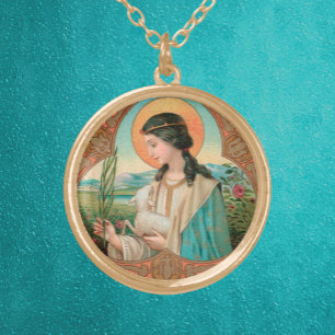 St. Agnes of Rome (BK 006) Gold Plated Necklace