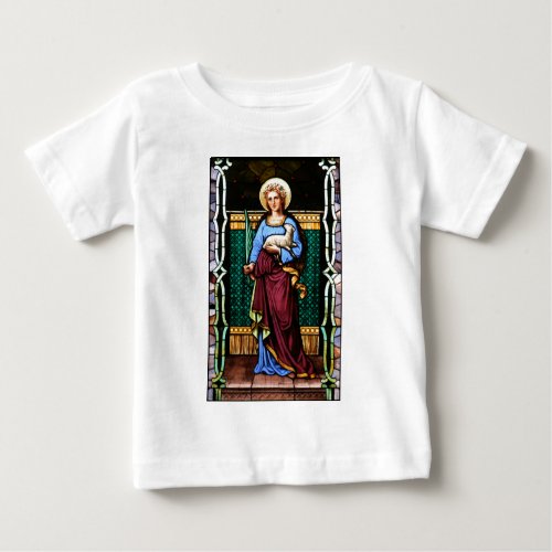 St Agnes of Rome holding lamb and palm leaf Baby T_Shirt