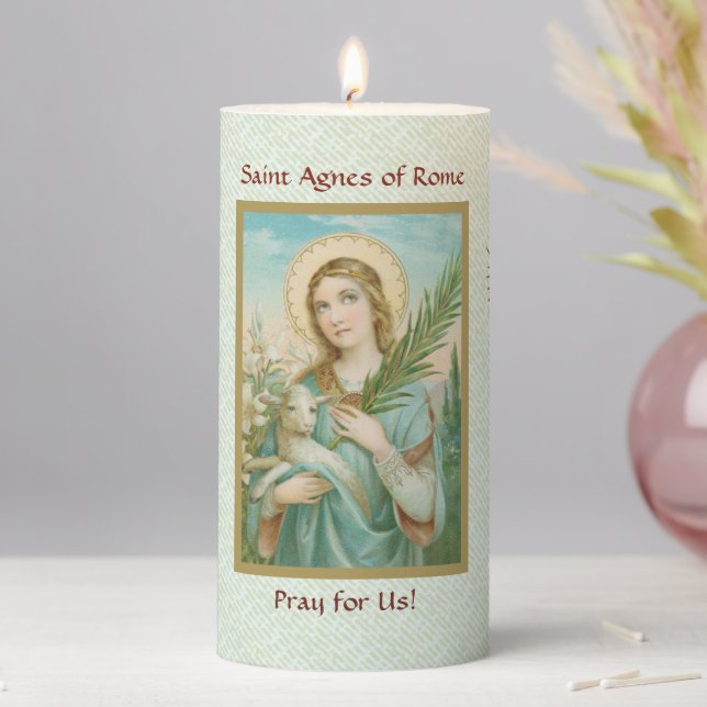 St. Agnes of Rome (MH 01) 3"x6" Pillar Candle (In Situ)