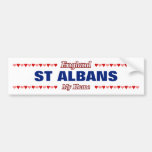 [ Thumbnail: St Albans - My Home - England; Red & Pink Hearts Bumper Sticker ]