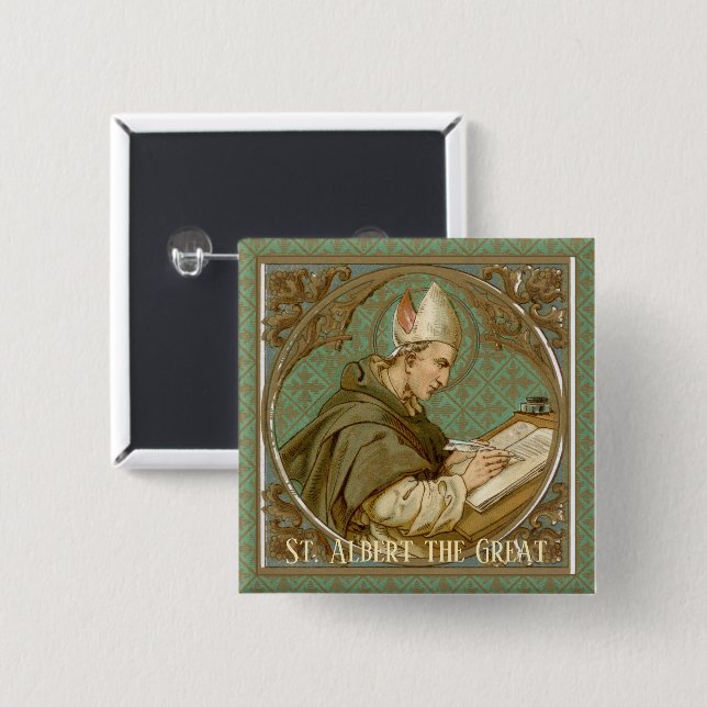St. Albert the Great (BK 013) Square Button (Front & Back)