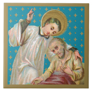 St Aloysius Gonzaga & Plague Victim (M06; NoName) Ceramic Tile