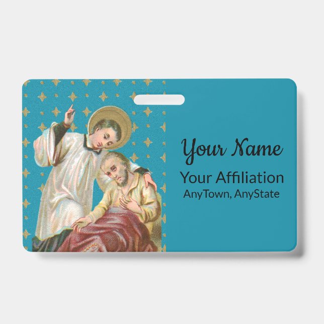 St Aloysius Gonzaga & Plague Victim (Style 1; M06) Badge (Front)