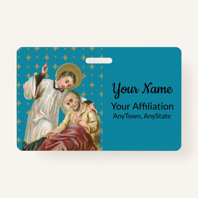 St Aloysius Gonzaga & Plague Victim (Style 1; M06) Badge (Front)
