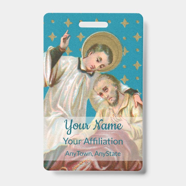 St Aloysius Gonzaga & Plague Victim (Style 1; M06) Badge (Front)