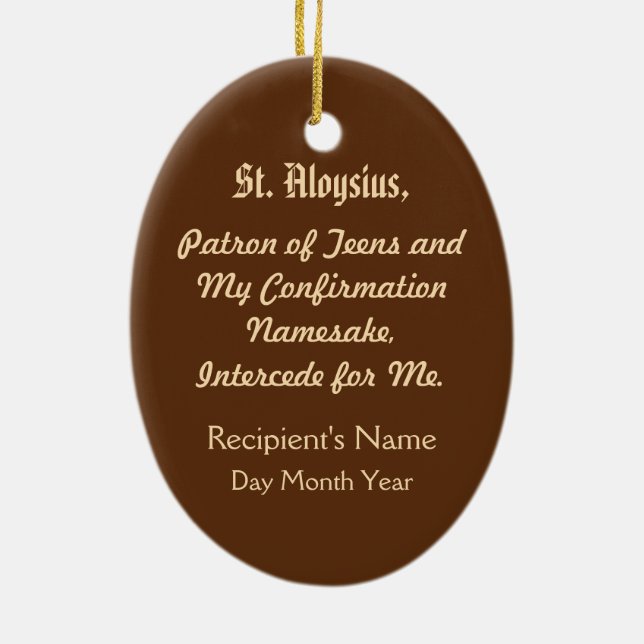 St. Aloysius Gonzaga (PM 01) Ceramic Ornament (Back)