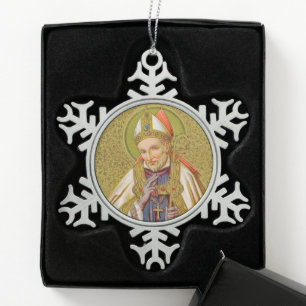 St. Alphonsus Liguori (SNV 02) (Round) Snowflake Pewter Christmas Ornament