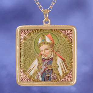 St. Alphonsus Liguori (SNV 02) (Square) Gold Plated Necklace