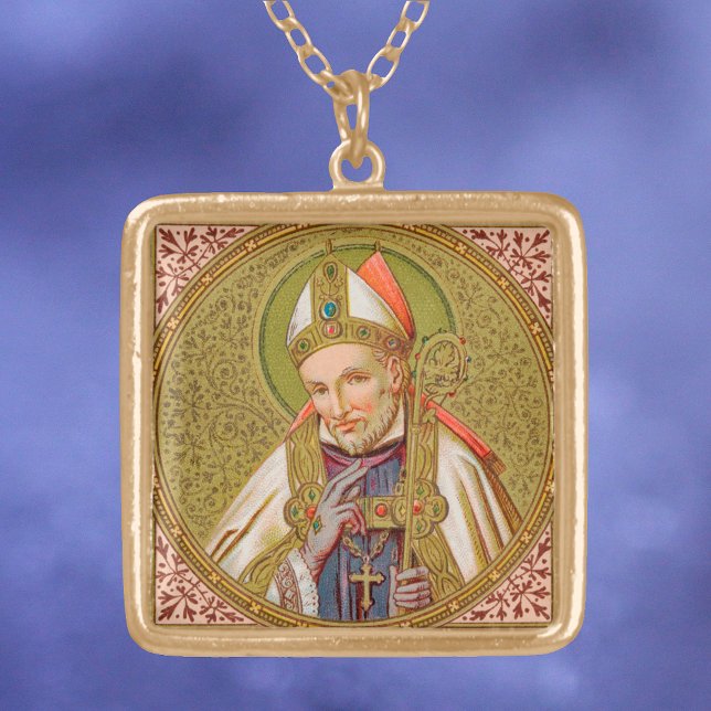 St. Alphonsus Liguori (SNV 02) (Square) Gold Plated Necklace (Creator Uploaded)