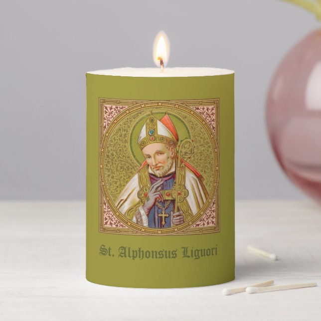 St. Alphonsus Liguori (SNV 02; Square Image) 3"x4" Pillar Candle (In Situ)