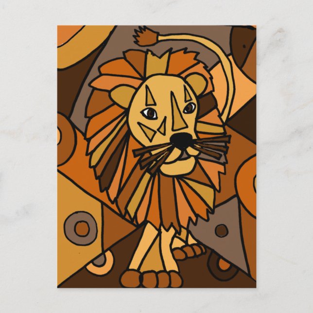 ST- Amazing Lion Abstract Art Design Postcard (Front)