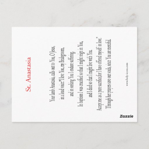 St. Anastasia Prayer Card Zazzle