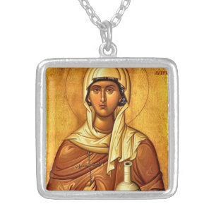 St. Anastasia, the Healer Orthodox Christian Icon Silver Plated Necklace