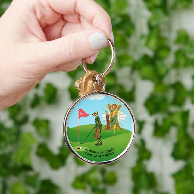 St. Andrew and Dapper Male Golfer Keychain (Hand)