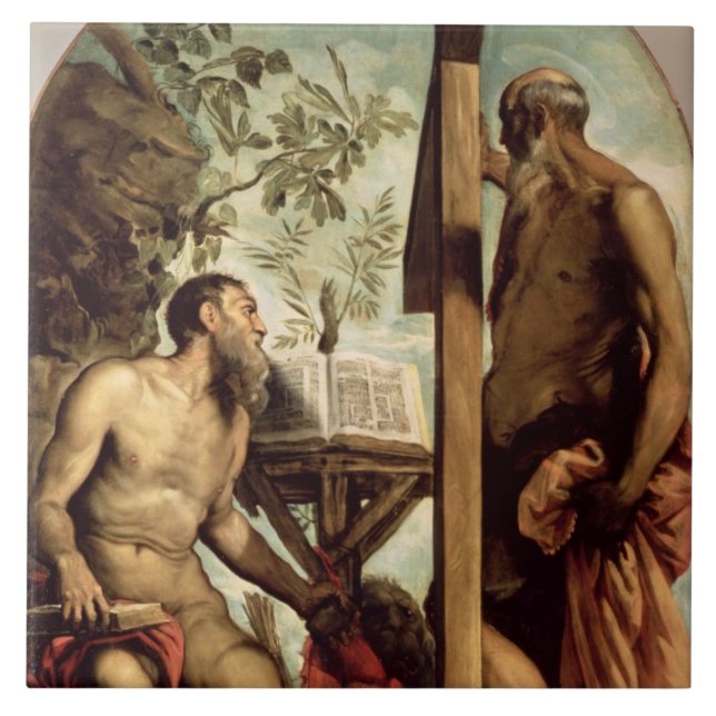 St. Andrew and St. Jerome Ceramic Tile (Front)