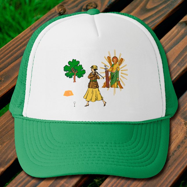 St. Andrew and Upscale Lady Golfer Golf Trucker Hat (Creator Uploaded)