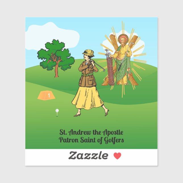 St. Andrew and Upscale Lady Golfer Sticker (Sheet)