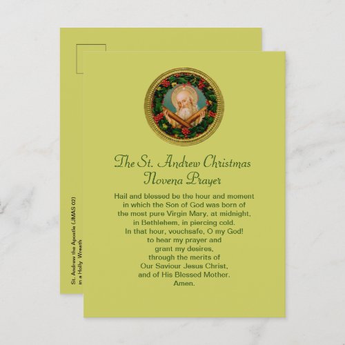 St Andrew Christmas Novena Prayer Postcard