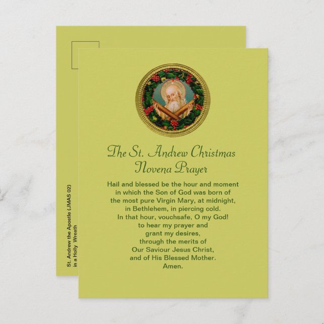 St. Andrew Christmas Novena Prayer Postcard (Front/Back)