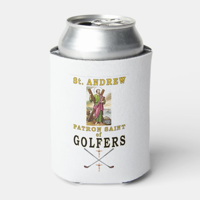 ST ANDREW PATRON SAINT of GOLFERS Can Cooler (Can Front)