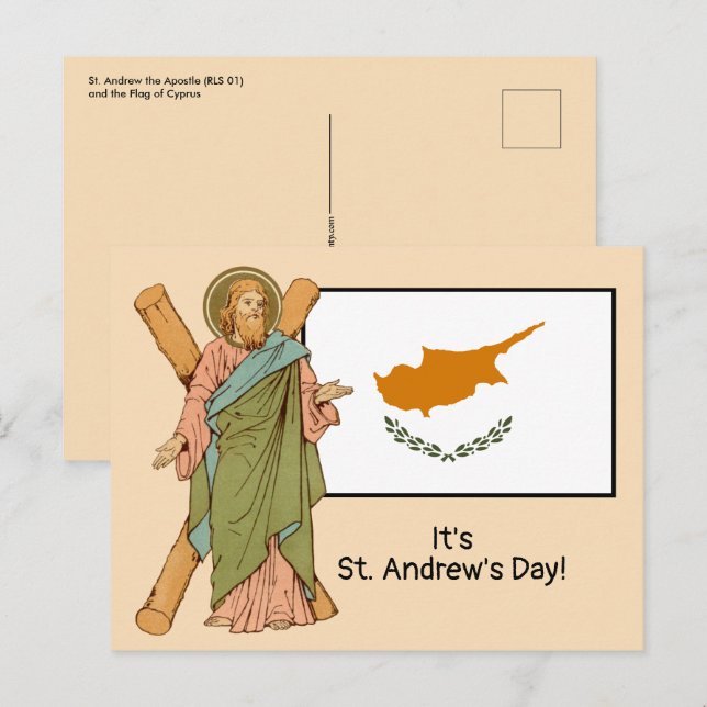 St. Andrew (RLS 01) with Flag of Cyprus Feast Day  Postcard (Front/Back)