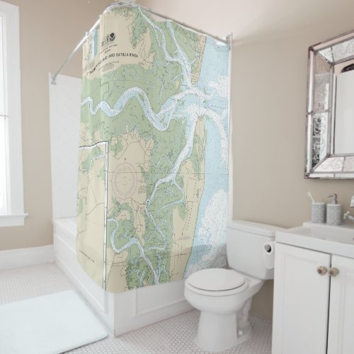 St Andrew Sound and Satilla River Nautical Chart Shower Curtain