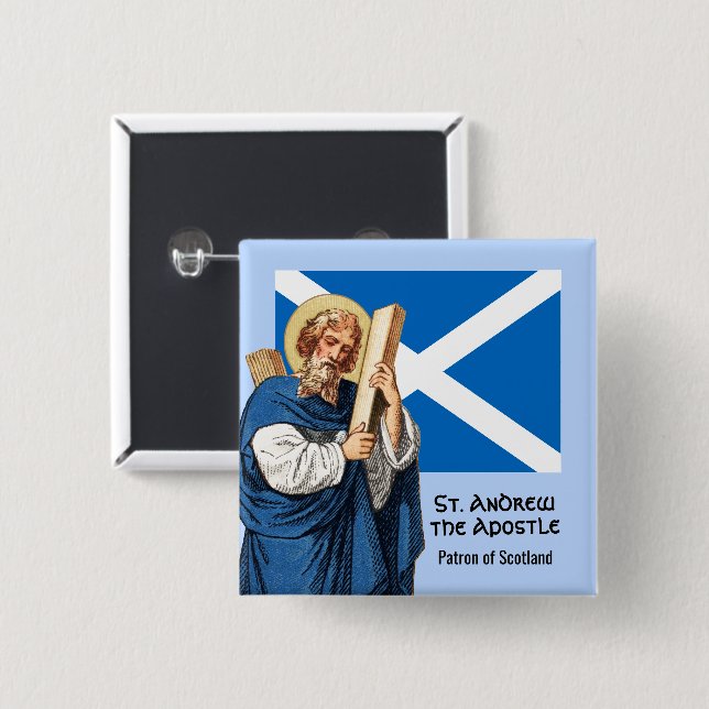 St. Andrew the Apostle and the Flag of Scotland Button (Front & Back)