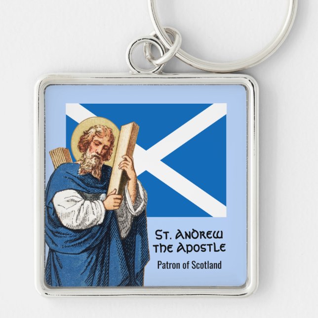 St. Andrew the Apostle and the Flag of Scotland Keychain (Front)