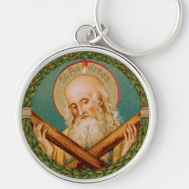 St. Andrew the Apostle (JMAS 02) Round Metal Keychain (Front)