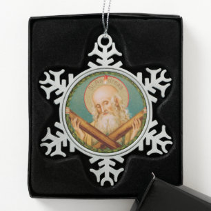 St. Andrew the Apostle (JMAS 02) Snowflake Pewter Christmas Ornament
