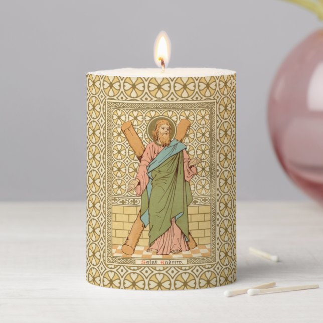 St. Andrew the Apostle (RLS 01) 3"x4" Pillar Candle (In Situ)