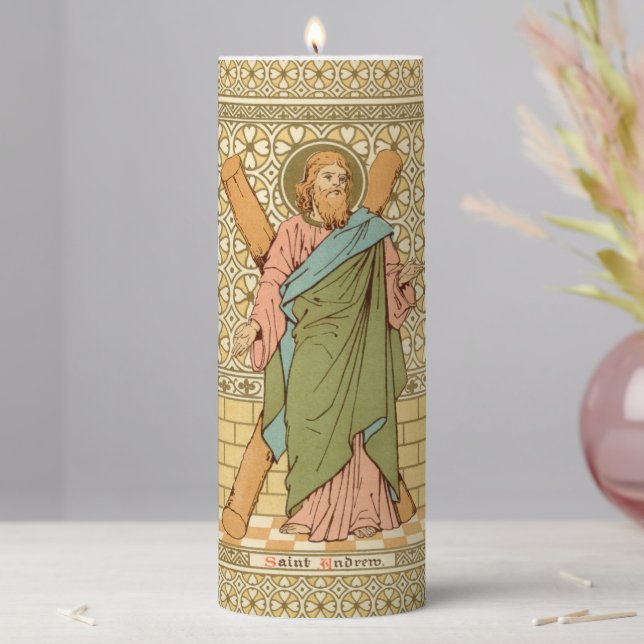 St. Andrew the Apostle (RLS 01) 3"x8" Pillar Candle (In Situ)