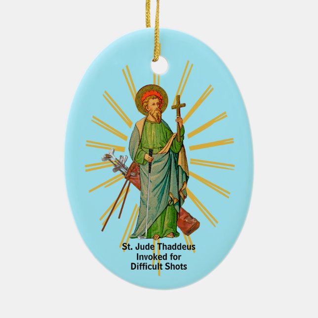 St. Andrew the Apostle / St. Jude Thaddeus Golfer Ceramic Ornament (Back)