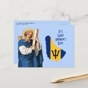 St. Andrew with Flag-Map of Barbados Feast Day Pos Postcard