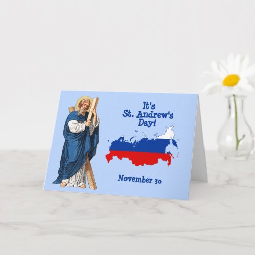 St Andrew with Flag_Map of Russia Feast Day Card