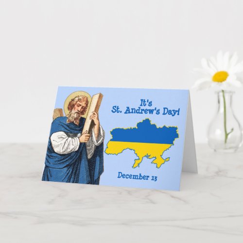 St Andrew with Flag_Map of Ukraine Feast Day Card
