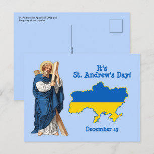 St. Andrew with Flag-Map of Ukraine Feast Day Post Postcard